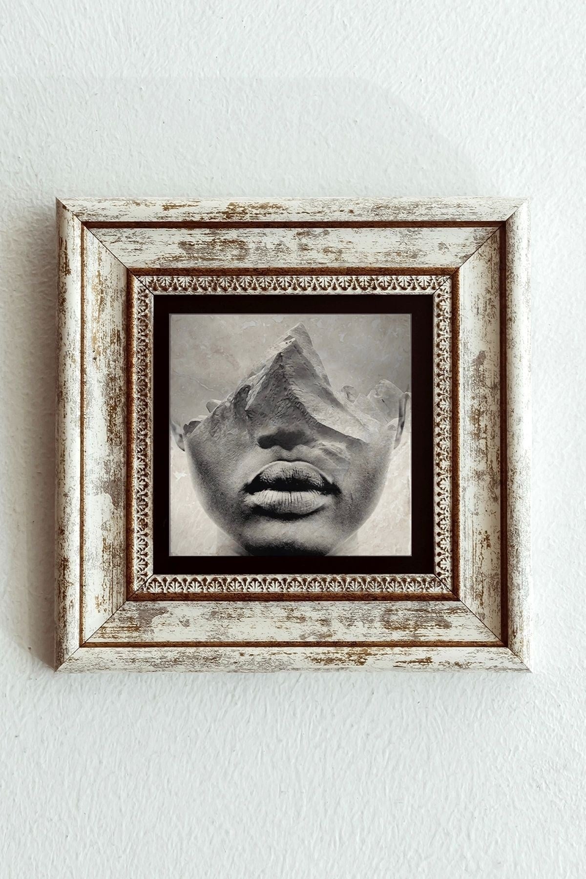 Kadın Çerçeveli Taş Tablo , Çerçeveli Taş Duvar Dekoru-enkcrcvtbl-00157 20 cm
