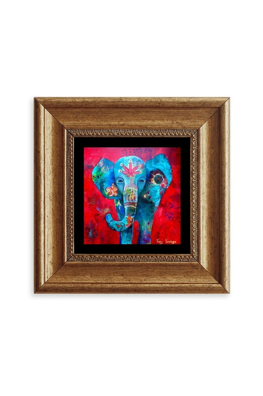 Fil Çerçeveli Taş Tablo 20 cm