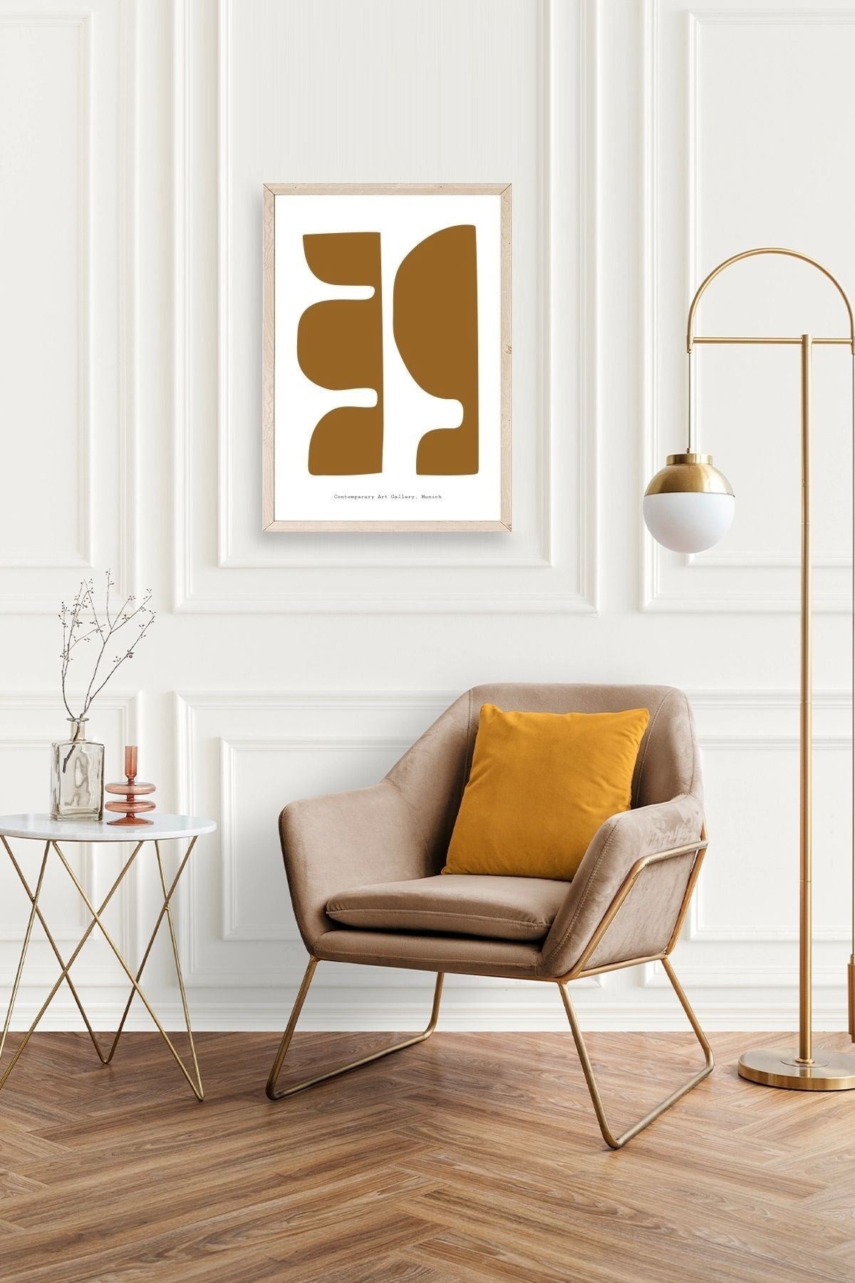 Soyut Ahşap Çerçeveli Tablo 30 x 42