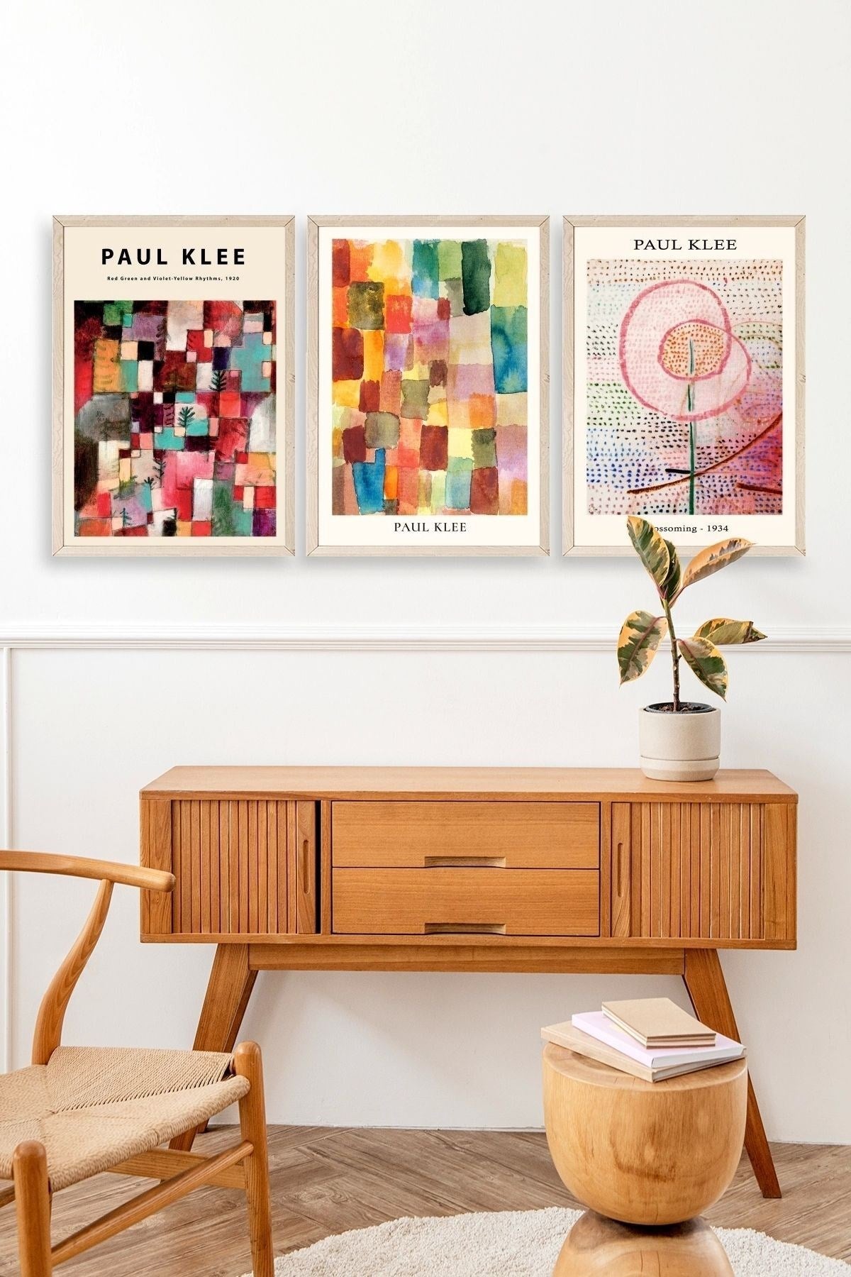 Paul Klee Üçlü Ahşap Çerçeveli Tablo 50 x 70