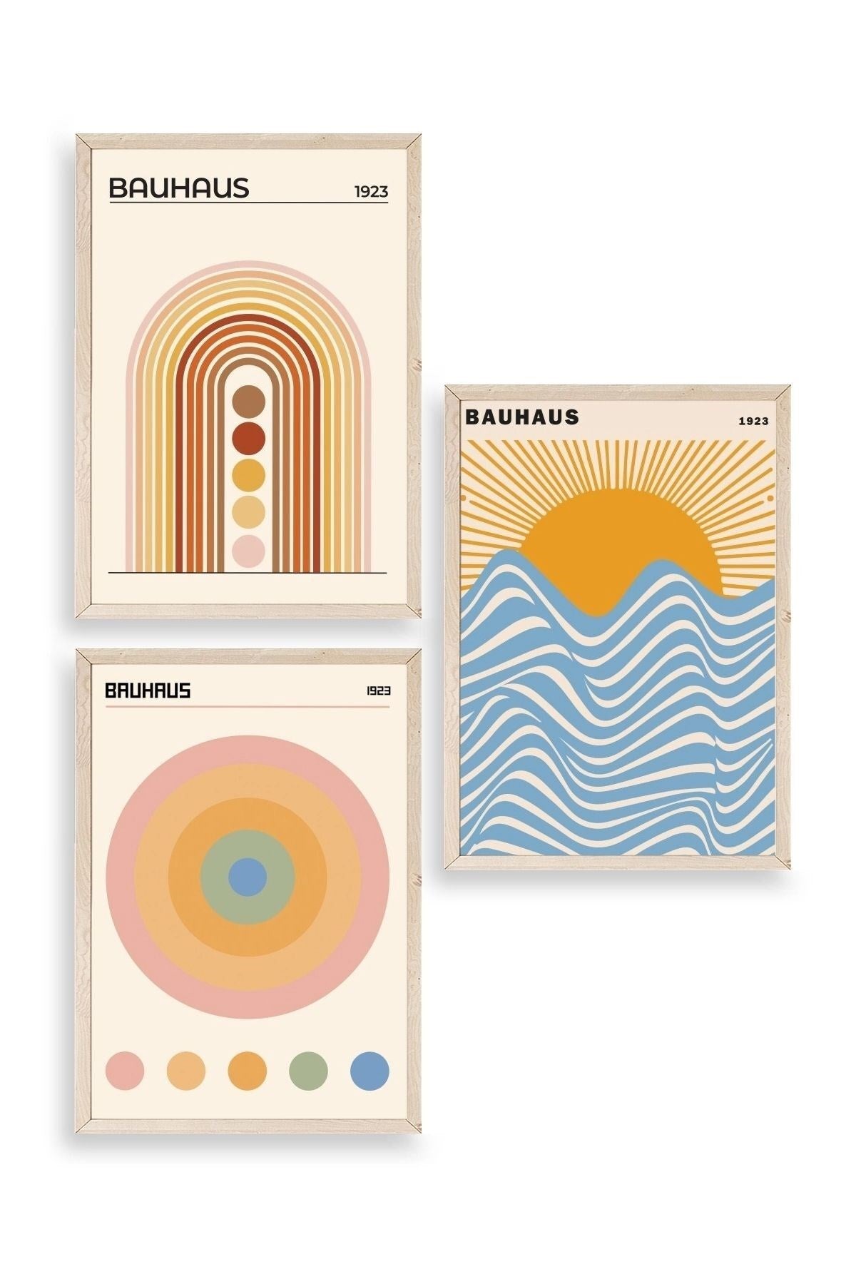 Bauhaus Üçlü Ahşap Çerçeveli Tablo 40 x 60