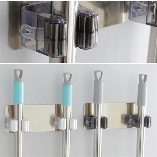 BUFFER® Pratik Organizer 4lü Yapışkanlı Fırça Paspas Mop Fırça Sabitleyici Ergonomik Alet Aparatı