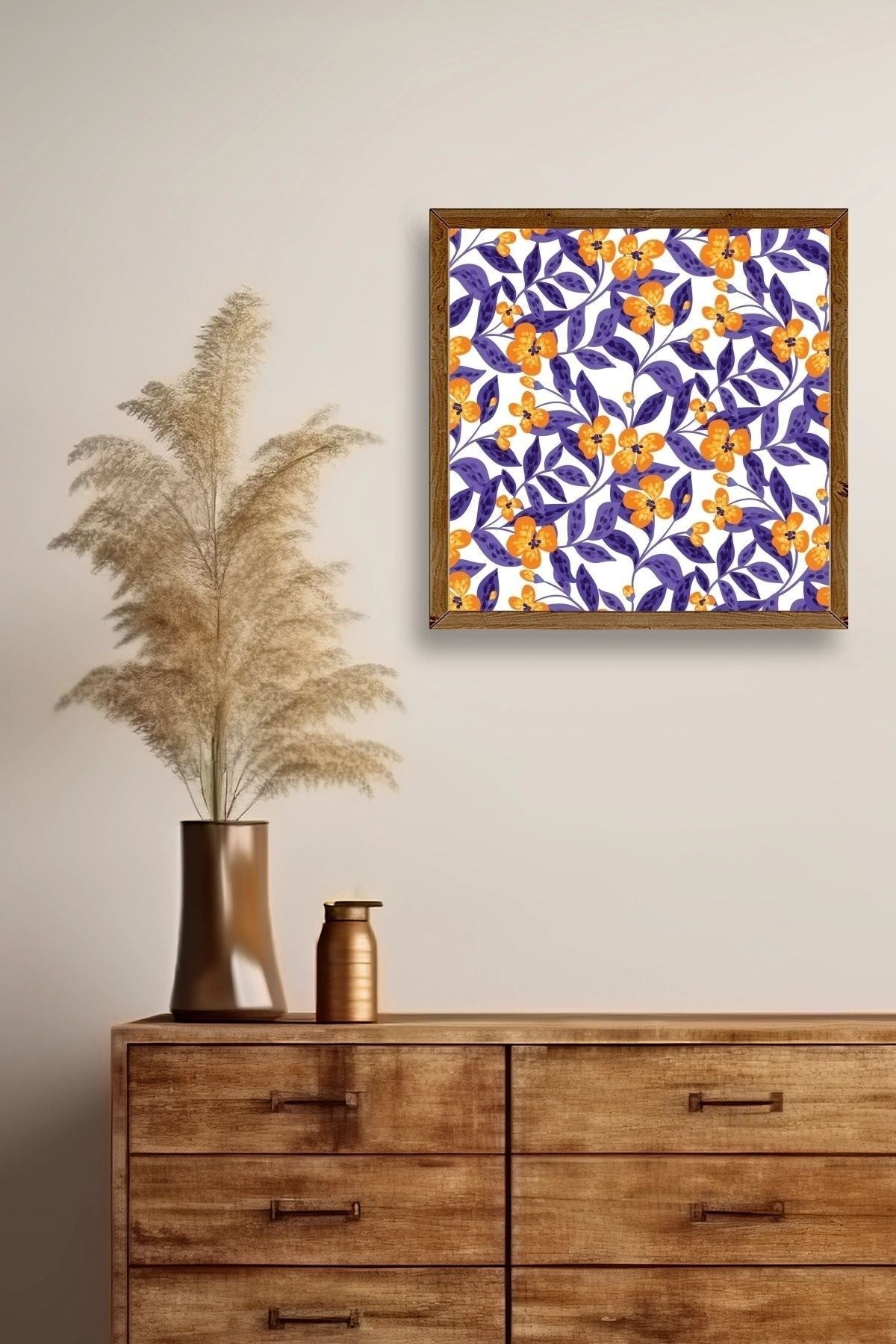 Çiçek Ahşap Çerçeveli Tablo 42 x 42