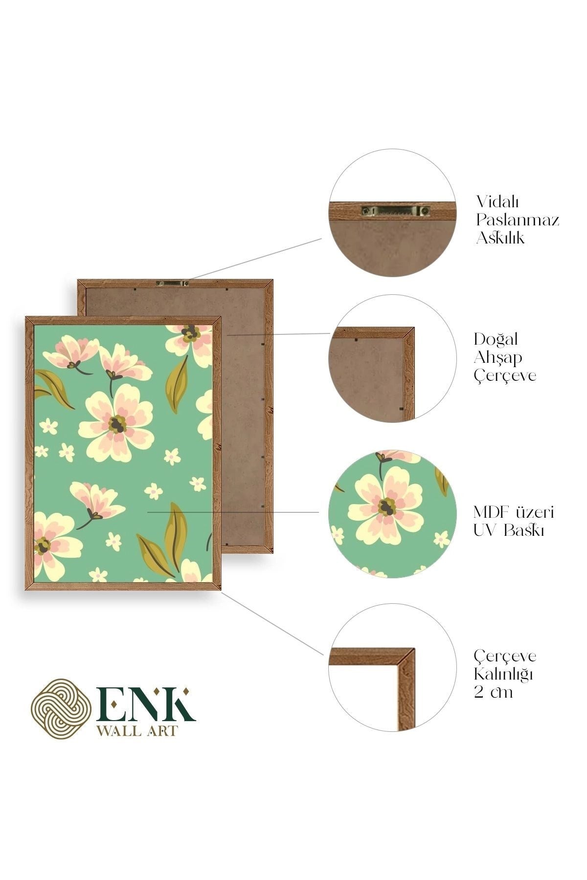 Çiçekler Ahşap Çerçeveli Tablo 23 x 30