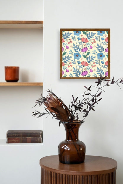 Çiçek Ahşap Çerçeveli Tablo 50 x 50