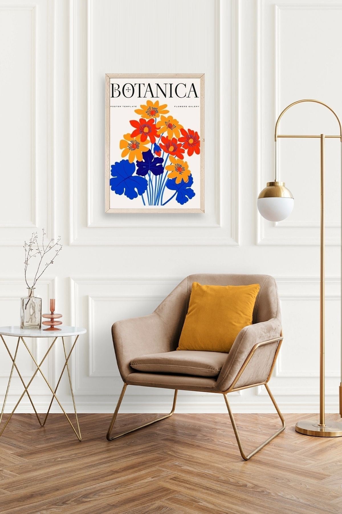 Çiçekler Ahşap Çerçeveli Tablo 50 x 70