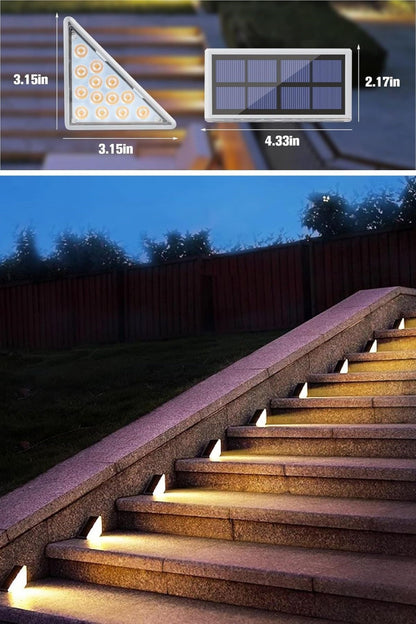 BUFFER® 8 Adet Üçgen  Güneş Enerjisi ile Şarj Olan Dış Mekan Solar Basamak Köşe Lambası