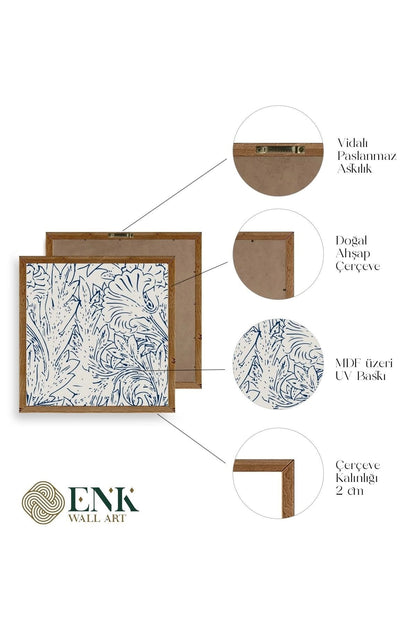 Yaprak Ahşap Çerçeveli Tablo 50 x 50
