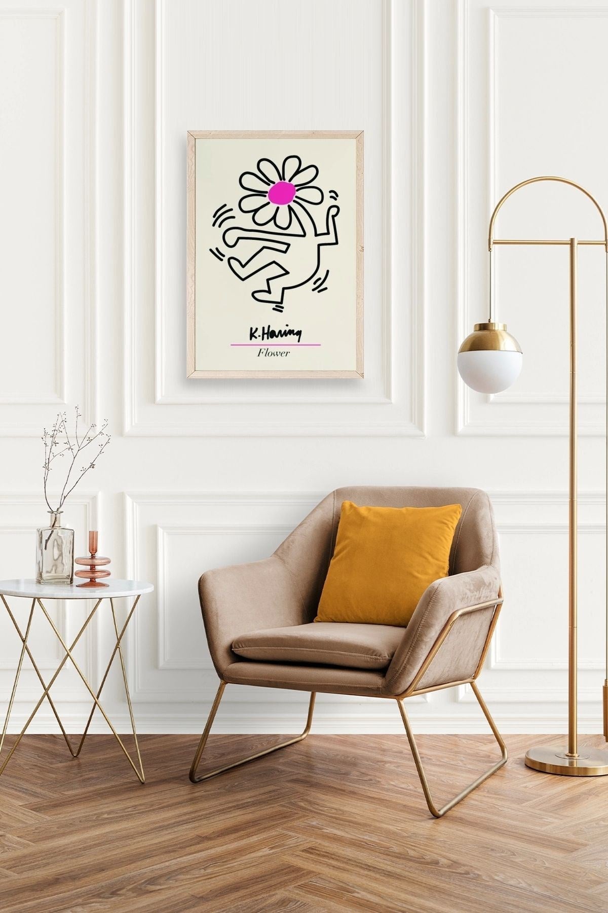 Soyut Çiçek Adam Ahşap Çerçeveli Tablo 50 x 70