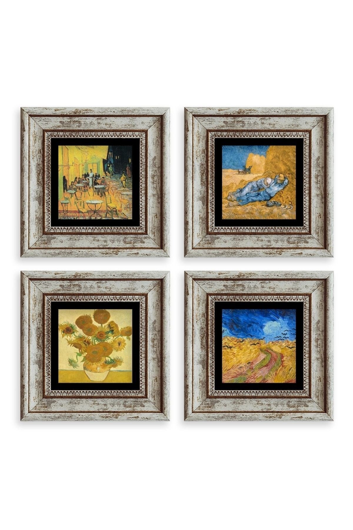 Van Gogh 4 lü Set Çerçeveli Taş Tablo 20 cm