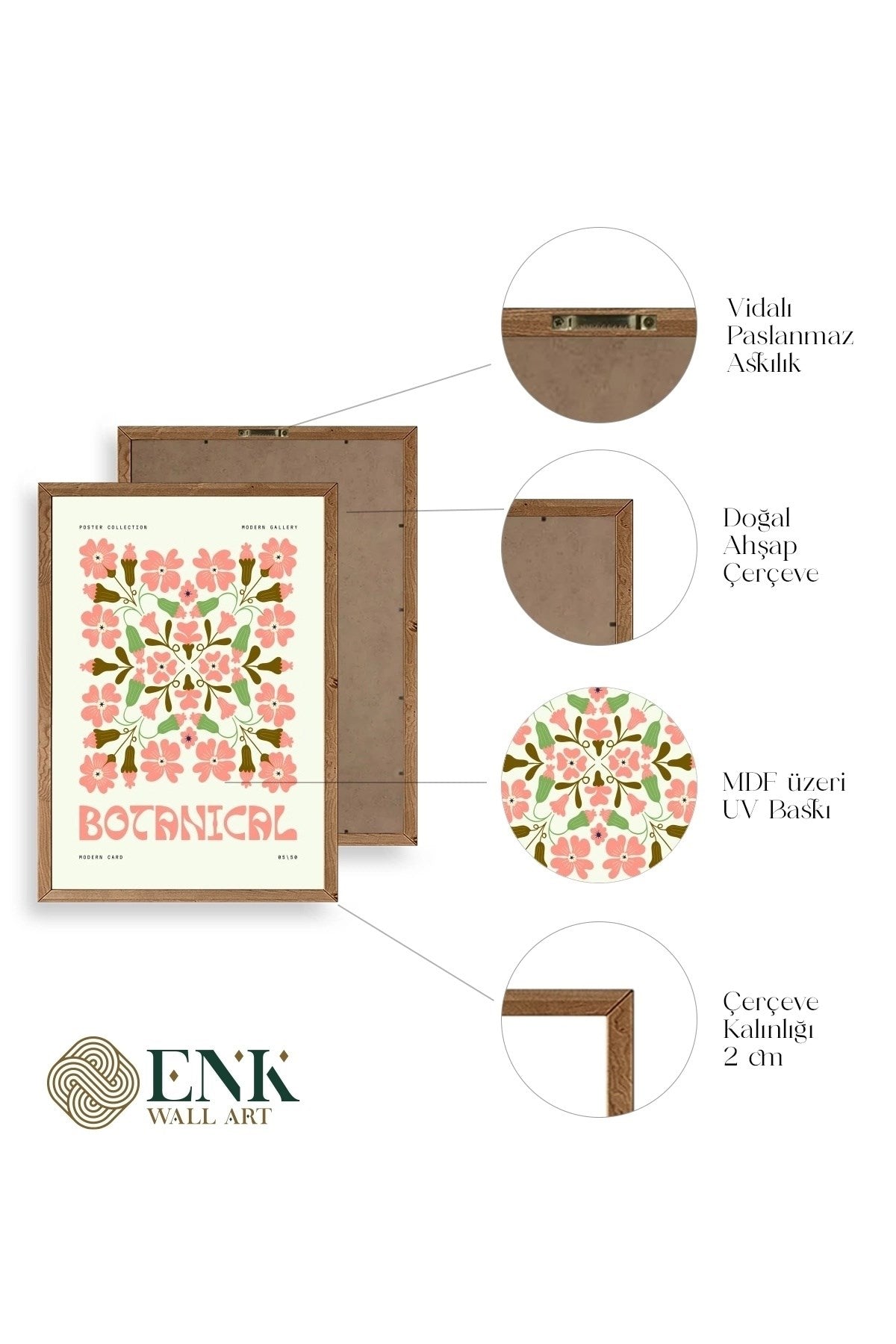 Botanik Üçlü Ahşap Çerçeveli Tablo 40 x 60