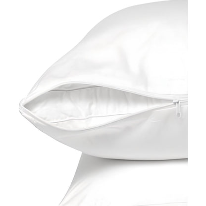 Beyaz fermuarlı yastık mitili, yastık kılıfı