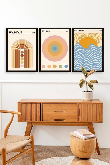 Bauhaus Üçlü Ahşap Çerçeveli Tablo 23 x 30