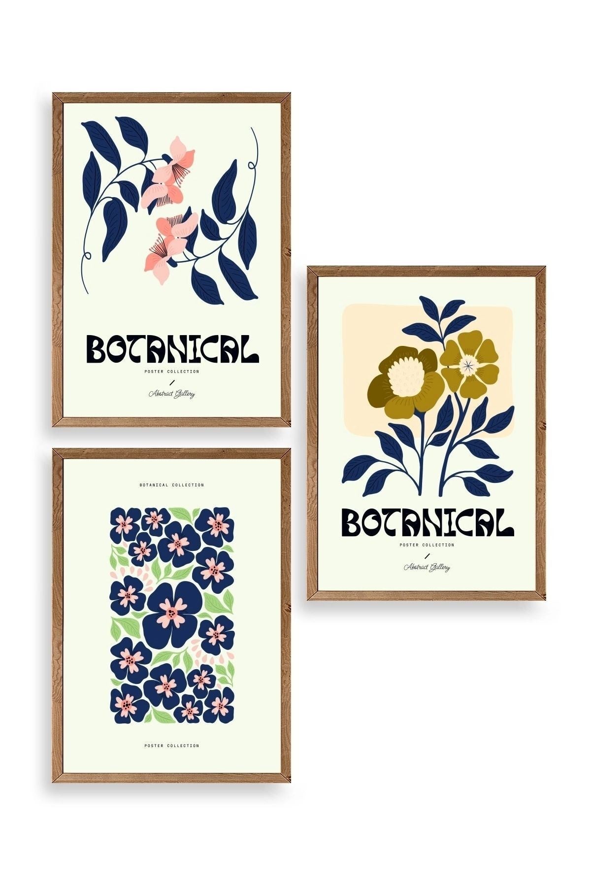 Botanik Üçlü Ahşap Çerçeveli Tablo 23 x 30