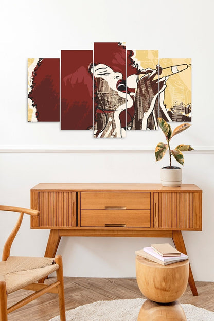Kadın Şarkı 5 Parçalı Mdf Tablo 60 x 100