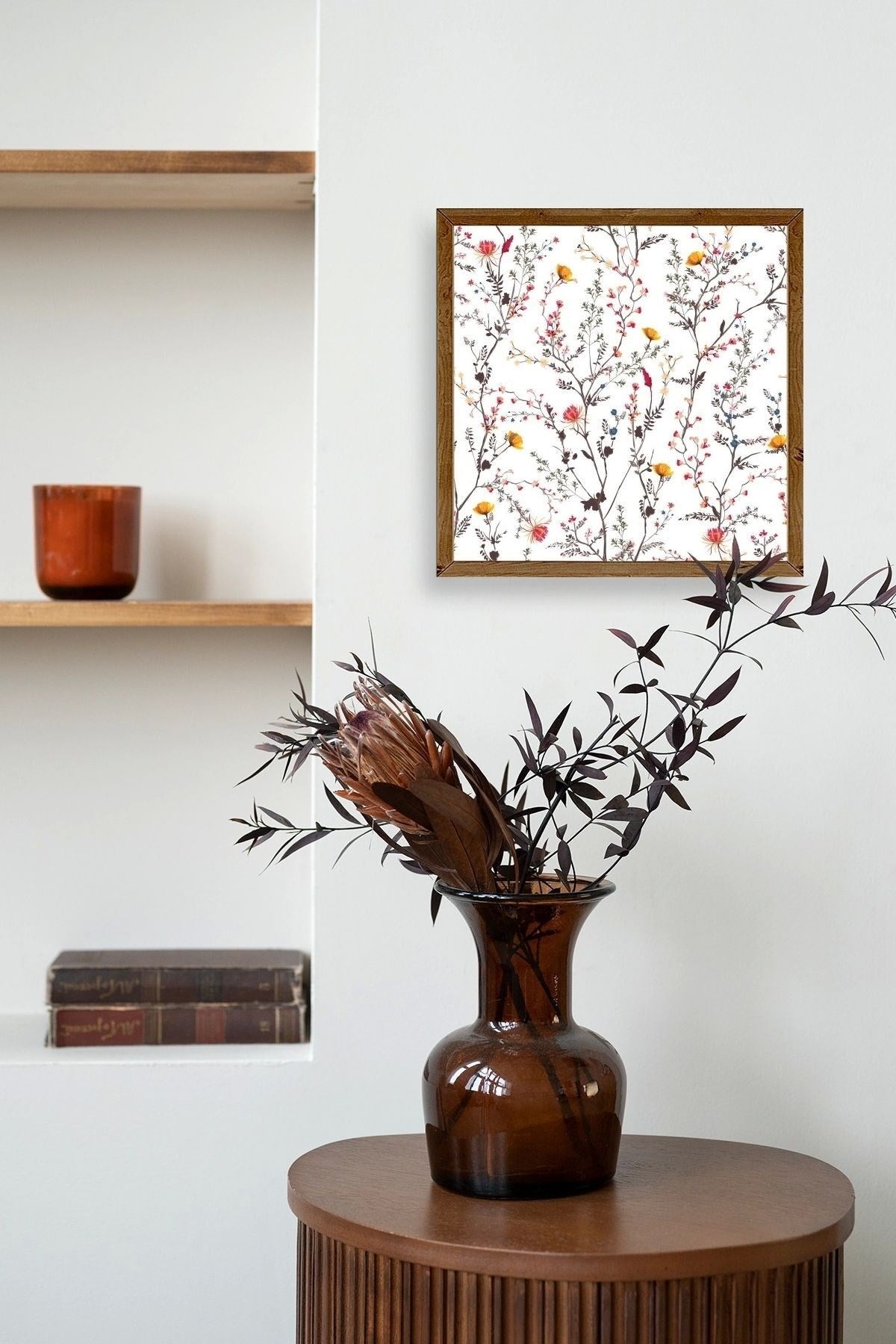 Yaprak Ahşap Çerçeveli Tablo 23 x 23