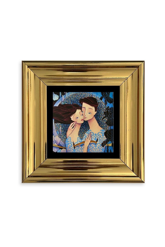 Sevgililer Çerçeveli Taş Tablo 20 cm