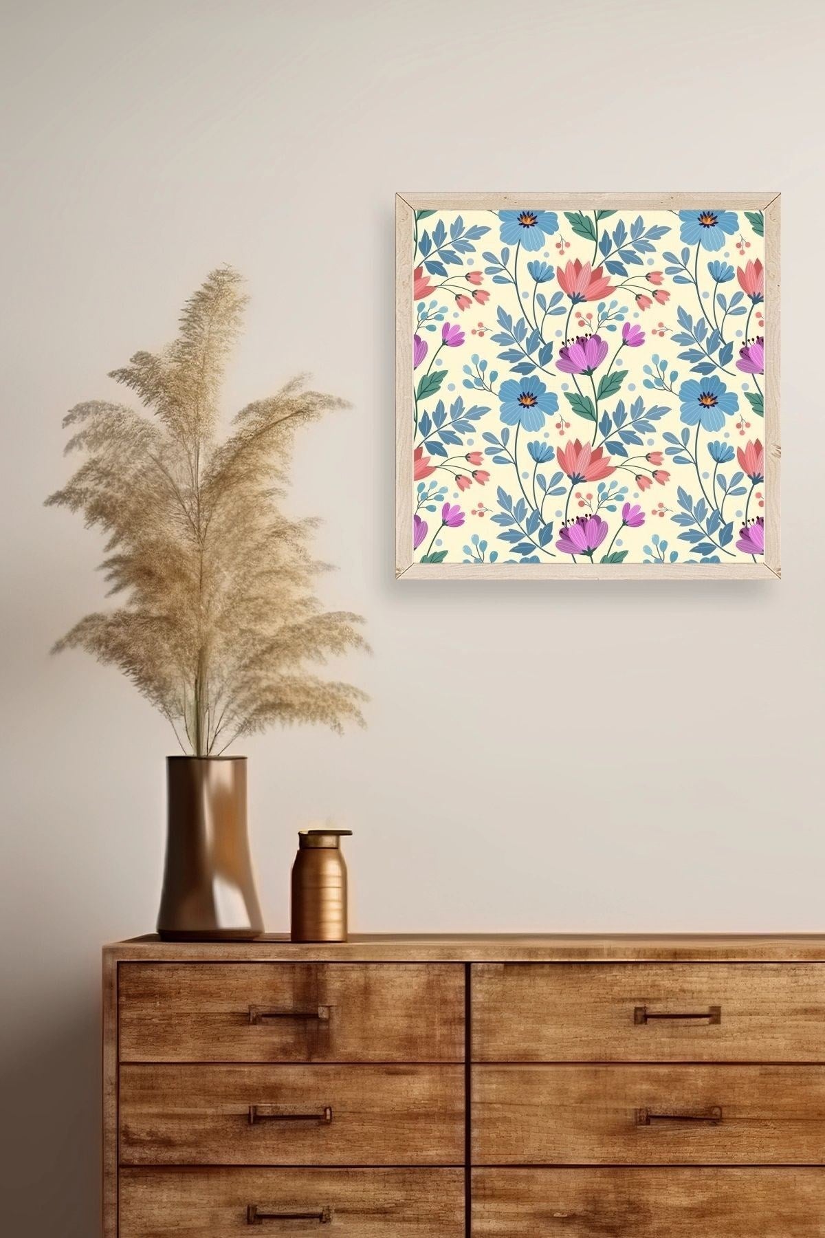 Çiçek Ahşap Çerçeveli Tablo 42 x 42