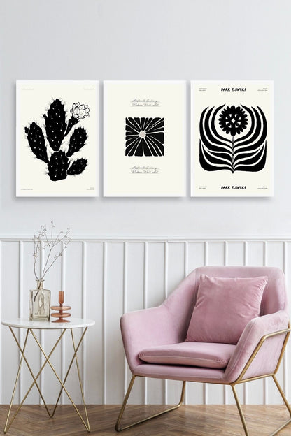 Modern Üçlü Ahşap Çerçeveli Tablo 40 x 60