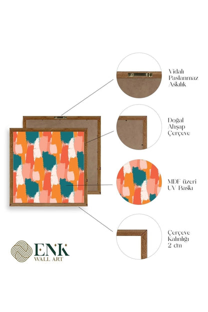 Soyut Ahşap Çerçeveli Tablo 23 x 23