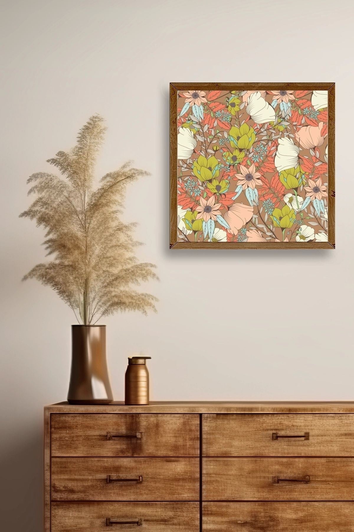 Çiçek Ahşap Çerçeveli Tablo 23 x 23