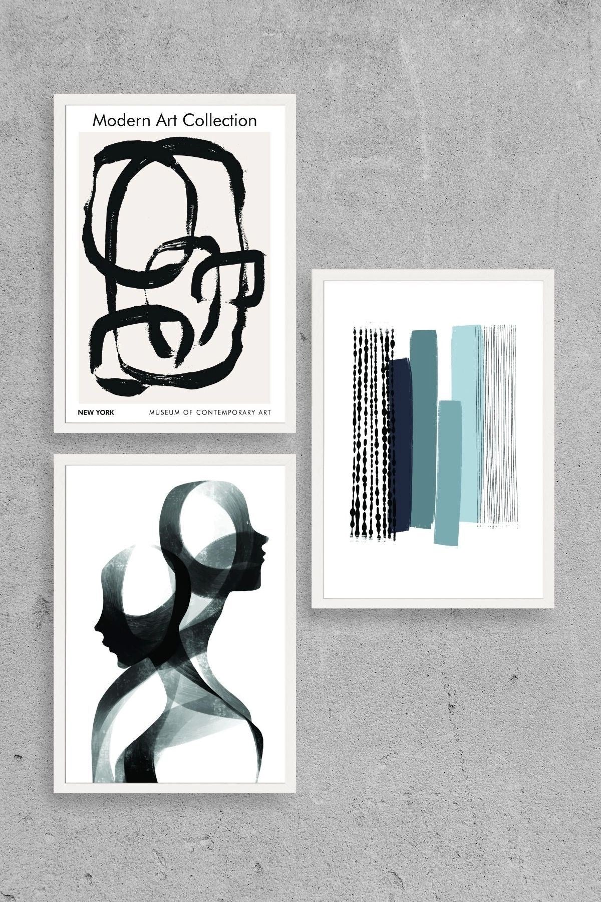 Modern Üçlü Ahşap Çerçeveli Tablo 23 x 30