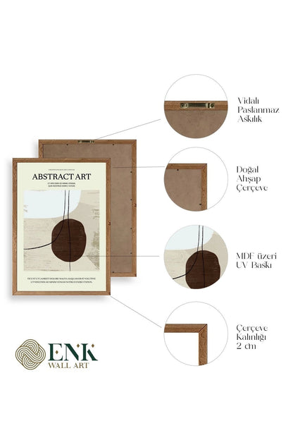 Soyut Sanat Üçlü Ahşap Çerçeveli Tablo 40 x 60