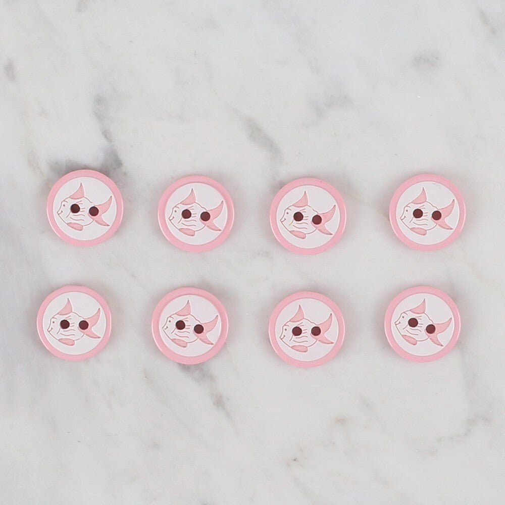 Loren Crafts pembe 8 li balık düğme - 570