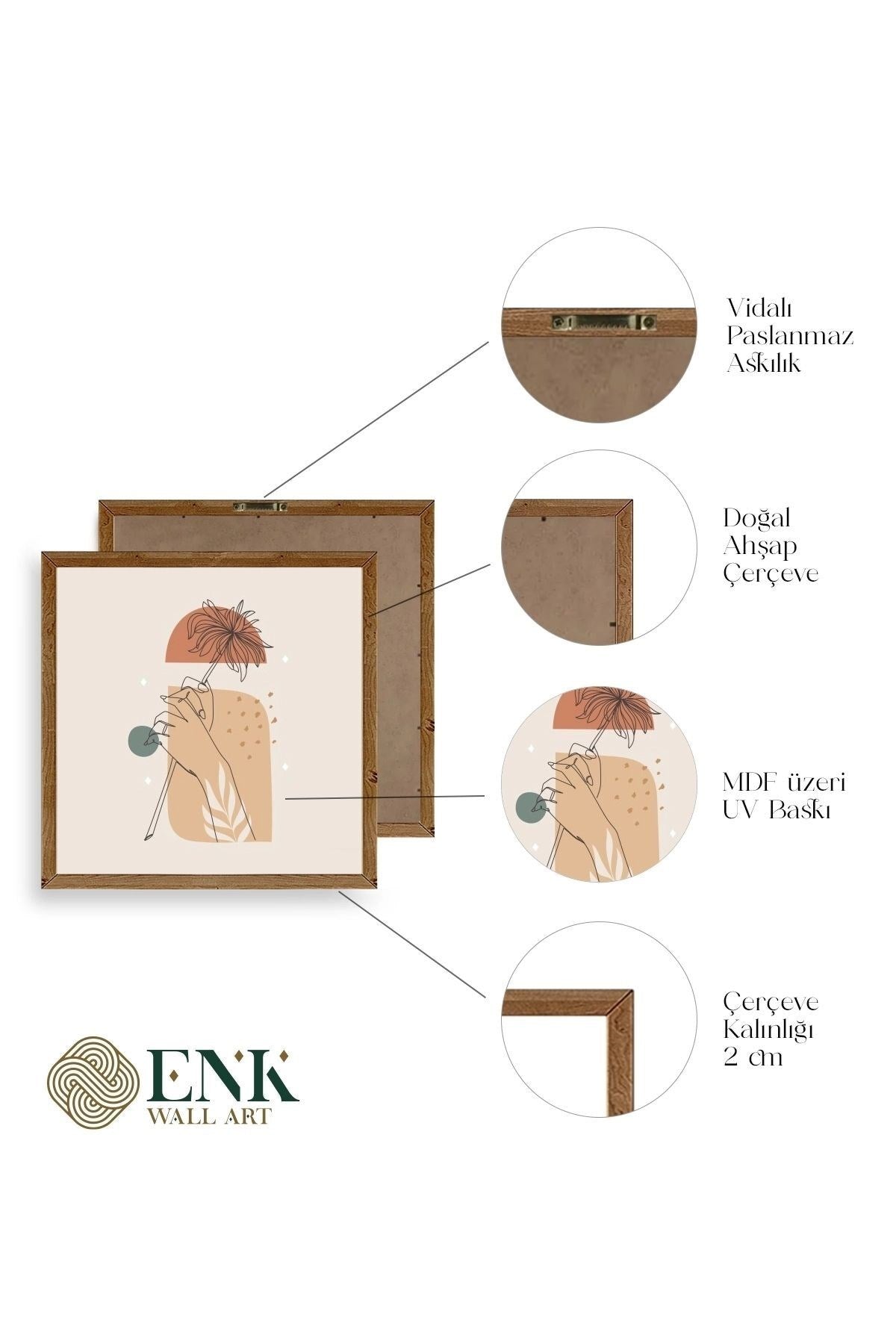 Modern Ahşap Çerçeveli Tablo 50 x 50