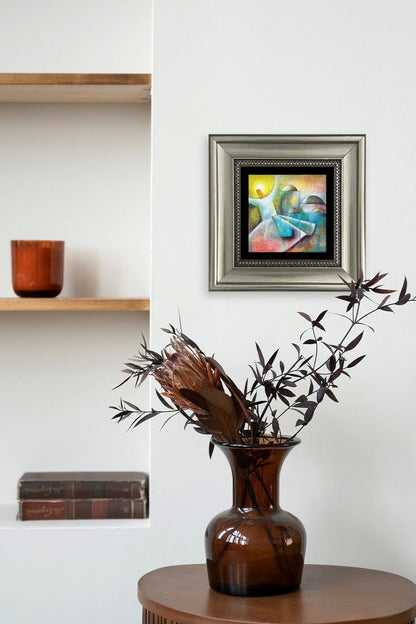 Semazen Mevlevi Çerçeveli Taş Tablo 20 cm