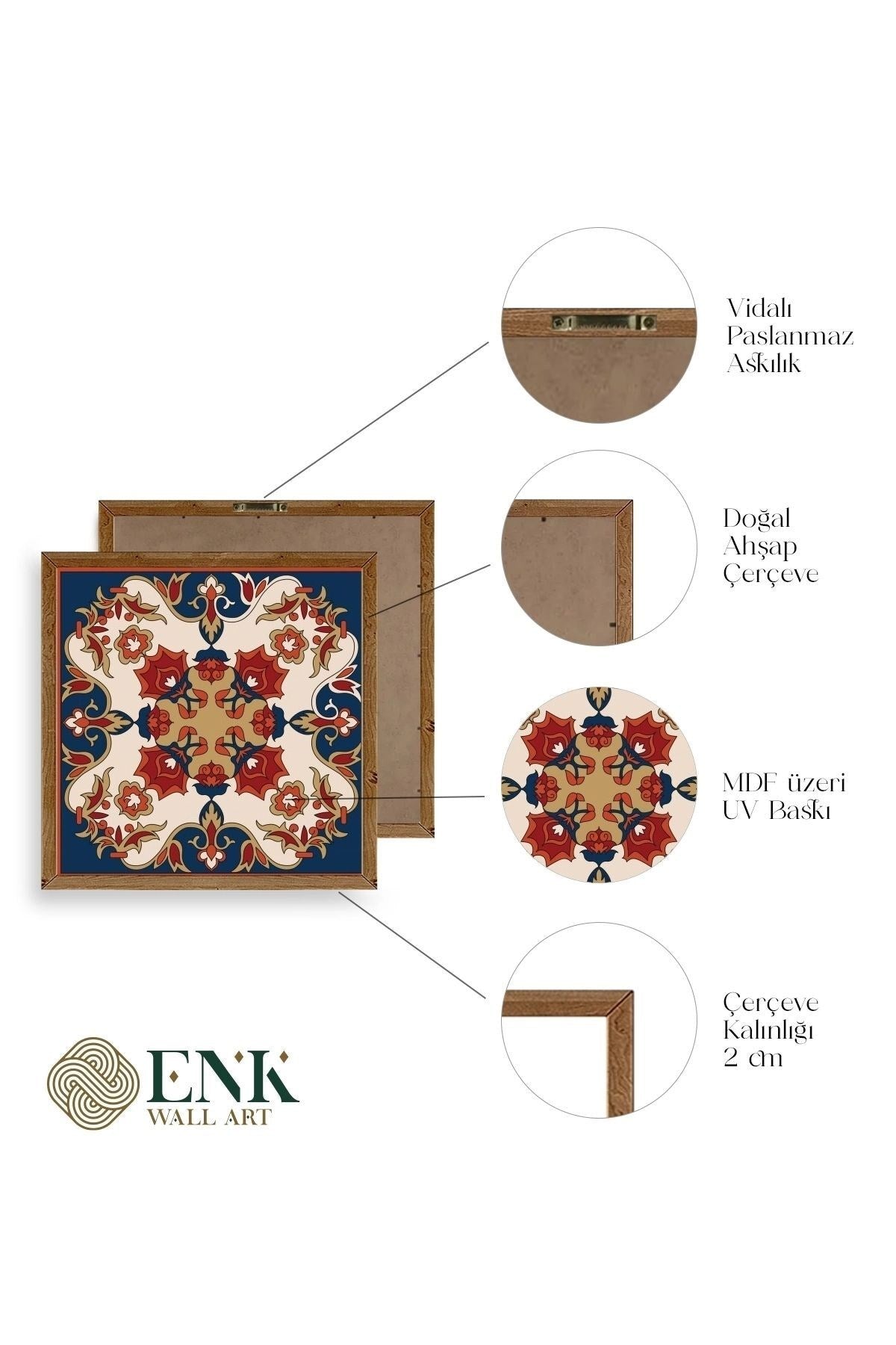 Desen Ahşap Çerçeveli Tablo 50 x 50