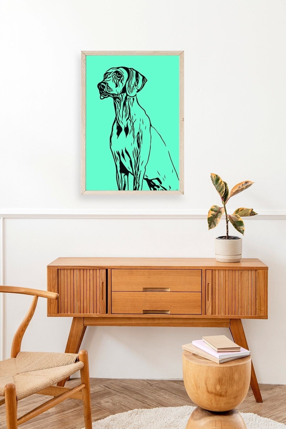 Köpek Ahşap Çerçeveli Tablo 23 x 30