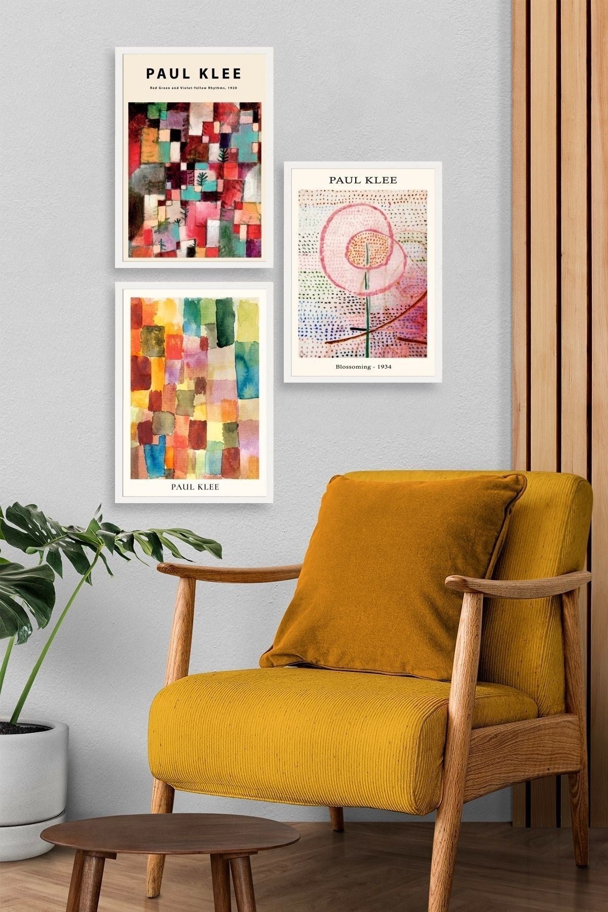 Paul Klee Üçlü Ahşap Çerçeveli Tablo 50 x 70