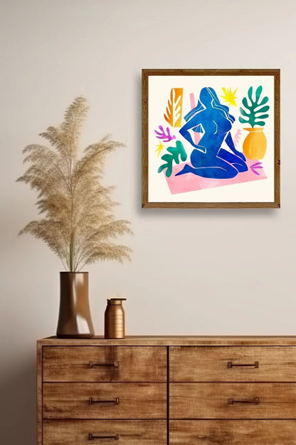 Kadın Ahşap Çerçeveli Tablo 42 x 42