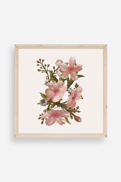 Çiçek Ahşap Çerçeveli Tablo 50 x 50