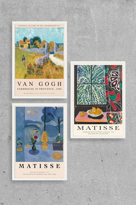 Ünlü Tablolar Üçlü Ahşap Çerçeveli Tablo 23 x 30