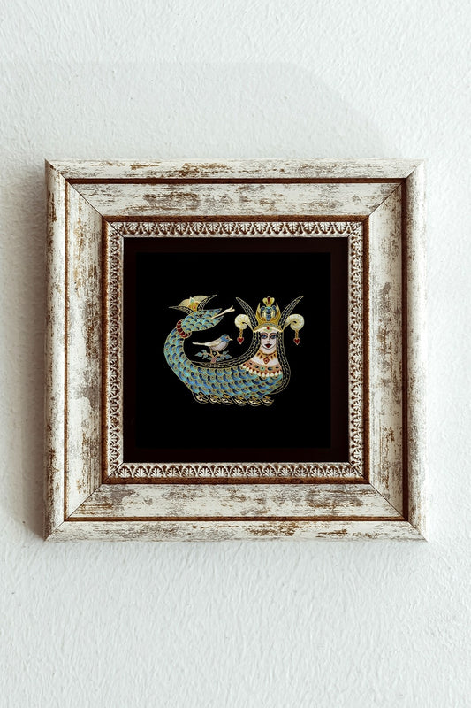 Şahmeran Çerçeveli Taş Tablo , Çerçeveli Taş Duvar Dekoru 20 cm