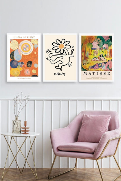 Ünlü Tablolar Üçlü Ahşap Çerçeveli Tablo 40 x 60