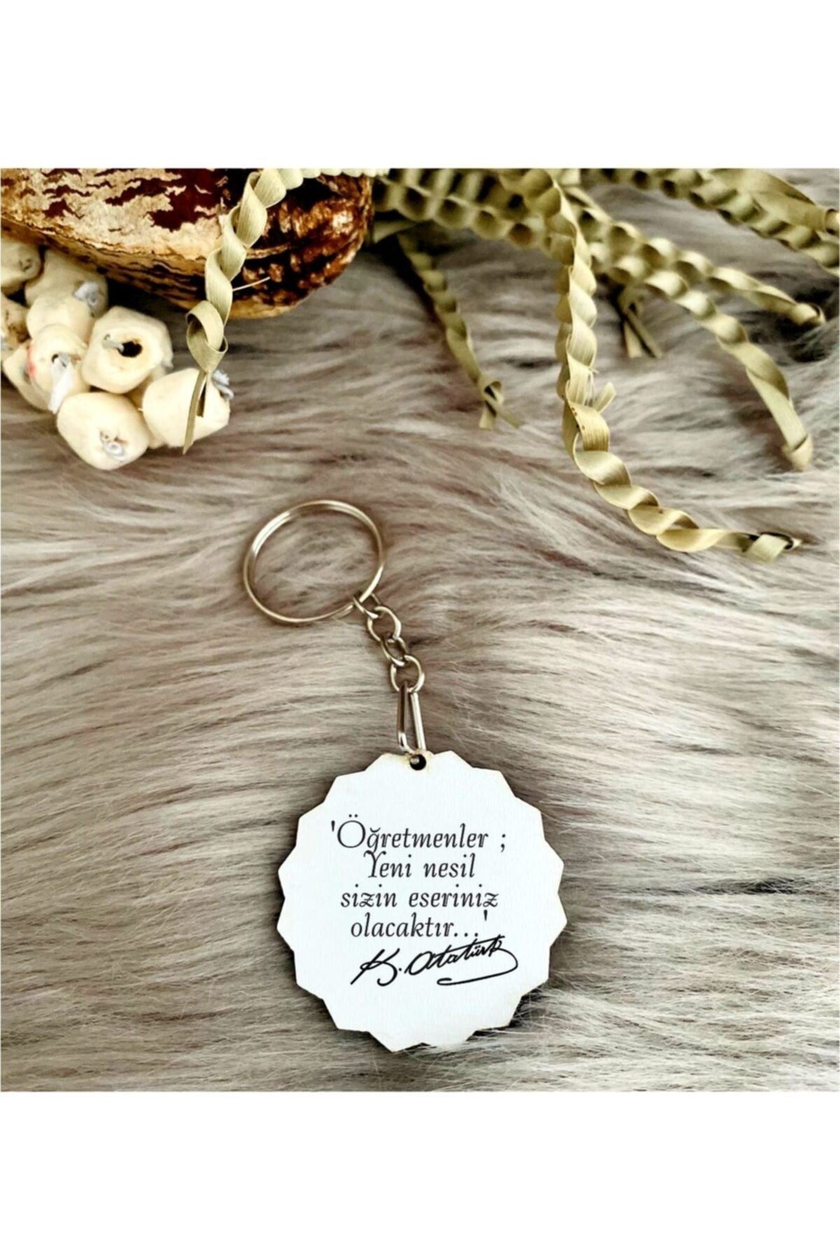 Öğretmenler Günü Baskılı Anahtarlık - Atatürk Imza