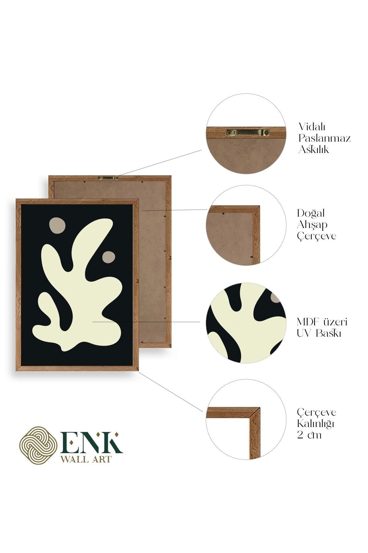 Soyut Üçlü Ahşap Çerçeveli Tablo 40 x 60