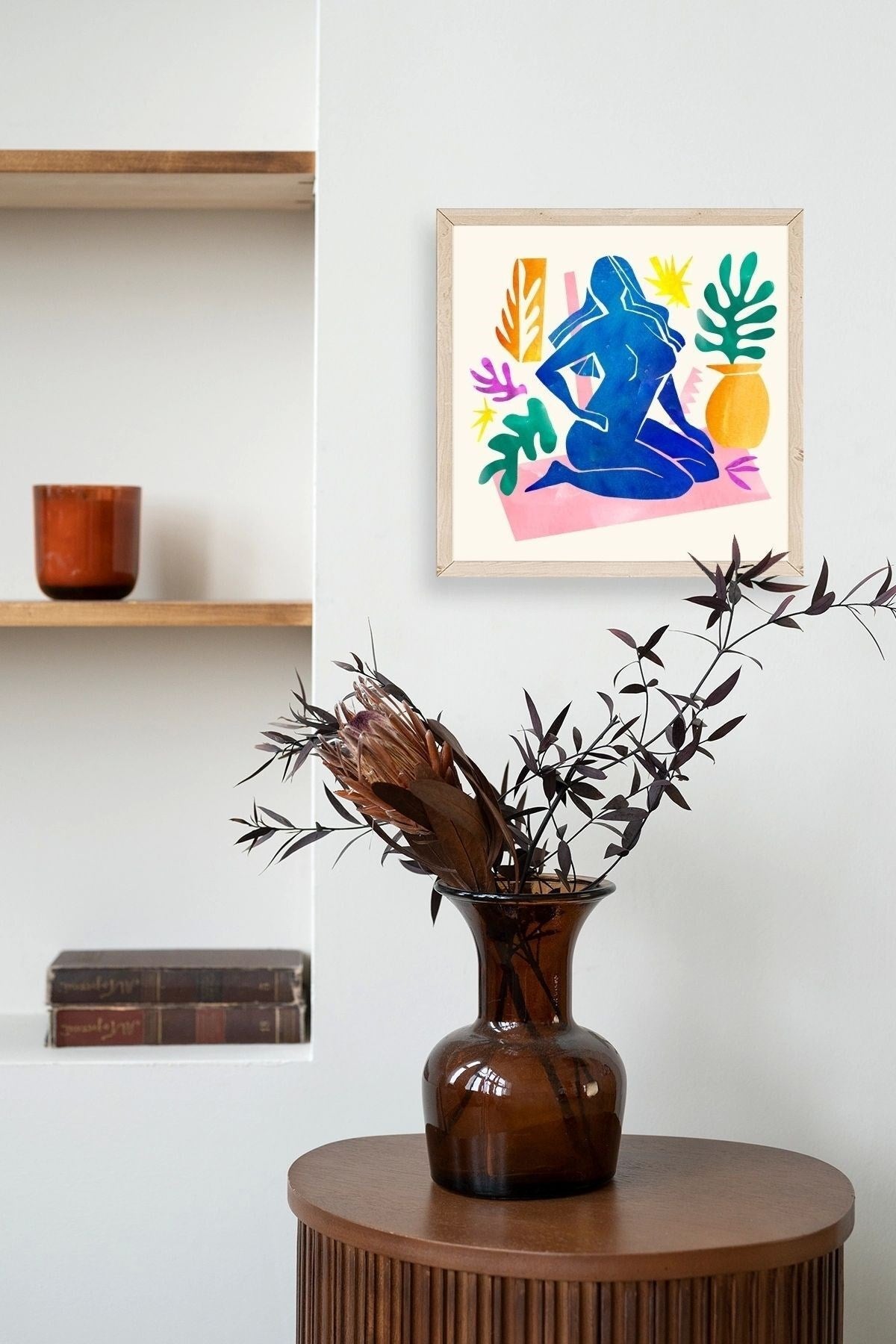 Kadın Ahşap Çerçeveli Tablo 23 x 23