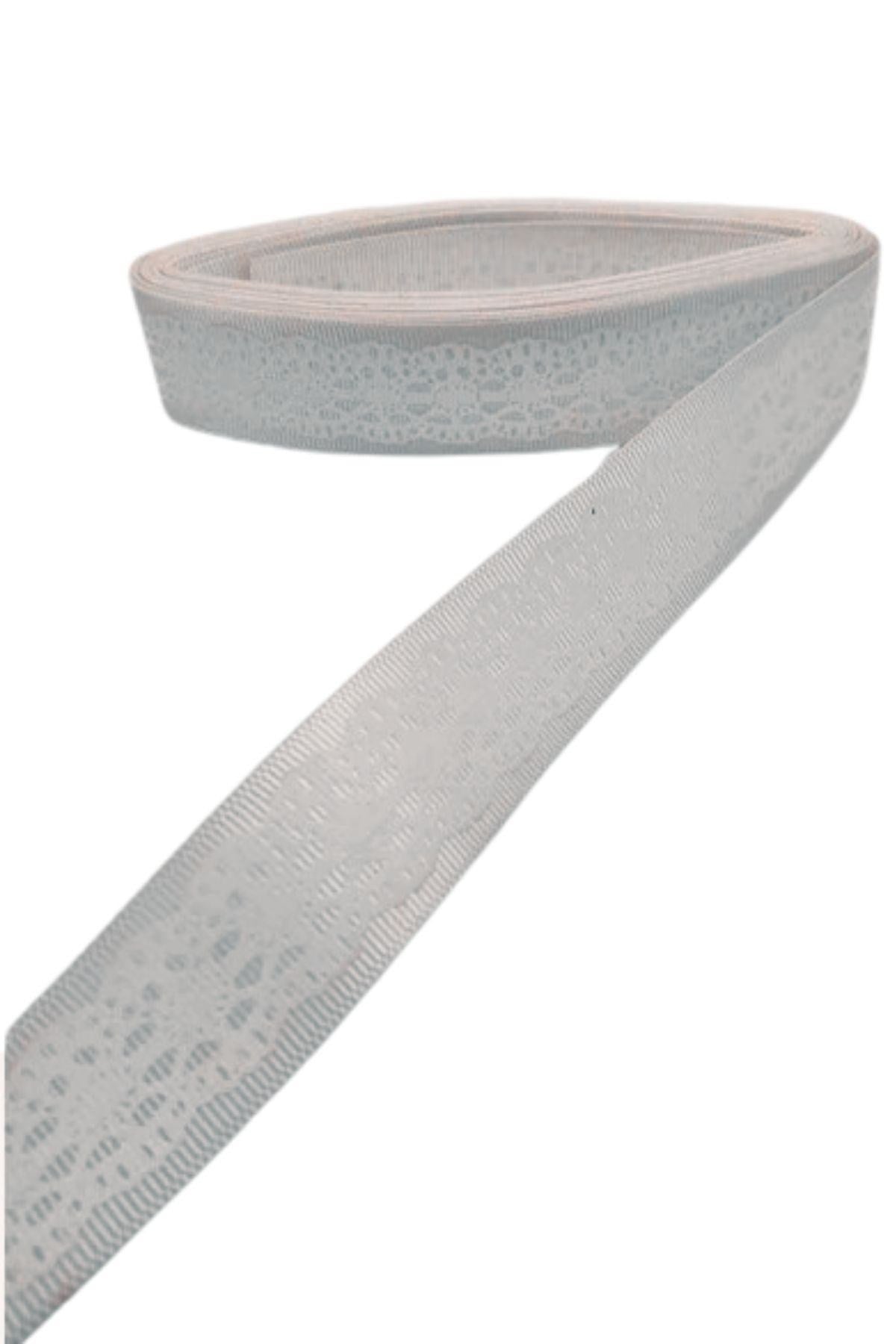 Tafta Dantel Görünümlü Kurdele Gri 25 mm 2 Metre