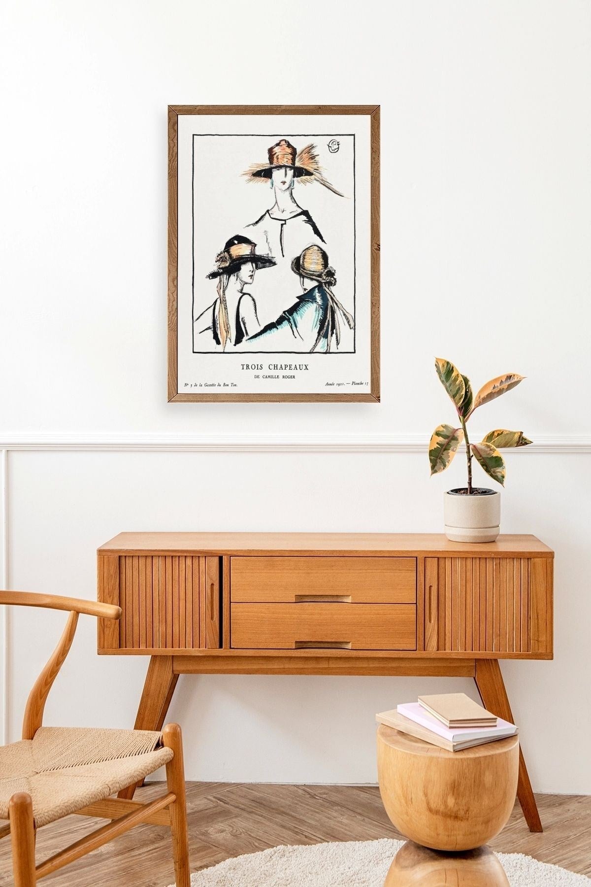 Paris Şapkaları Ahşap Çerçeveli Tablo 30 x 42