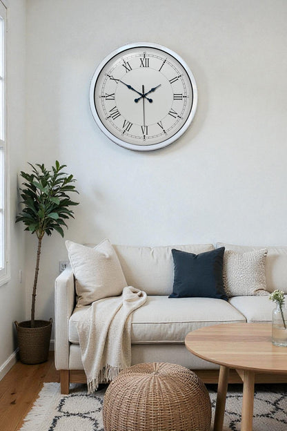 Zentime 40 Cm Metal Beyaz Roma Rakamlı Duvar Saati