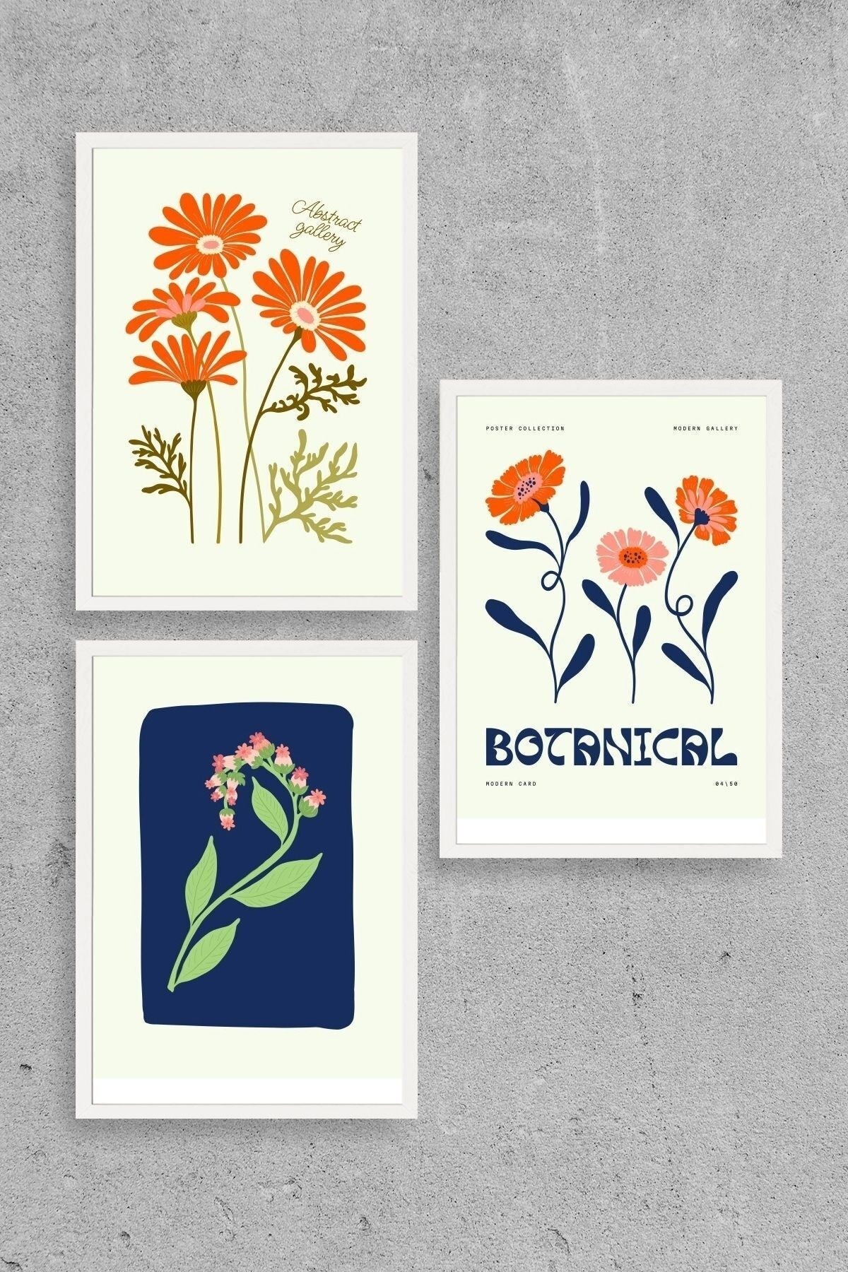 Botanik Üçlü Ahşap Çerçeveli Tablo 40 x 60