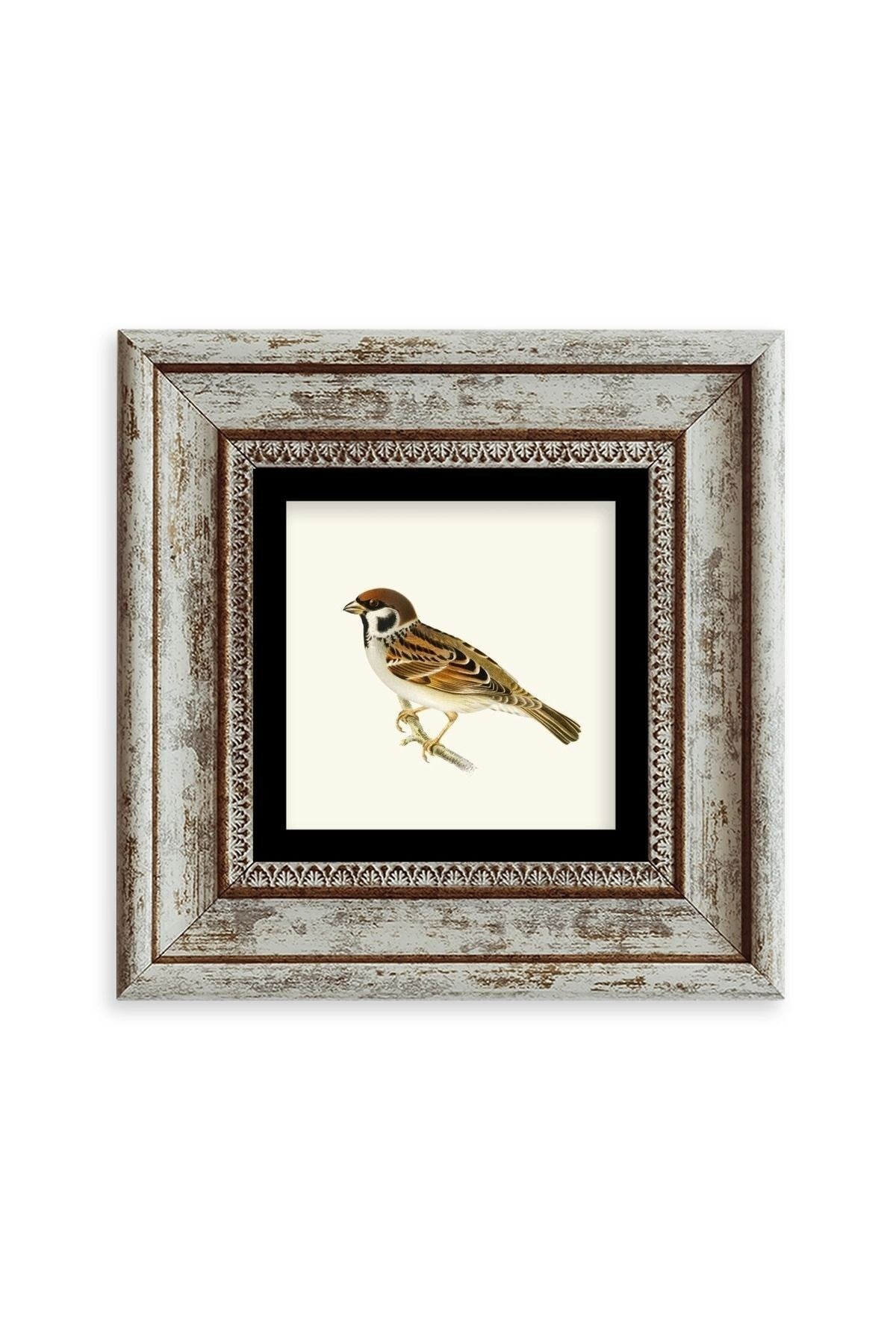 Daldaki Serçe Çerçeveli Taş Tablo 20 cm