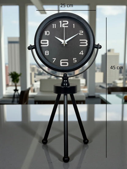 Zentime Siyah Zarif Üç Ayaklı Masa Saati