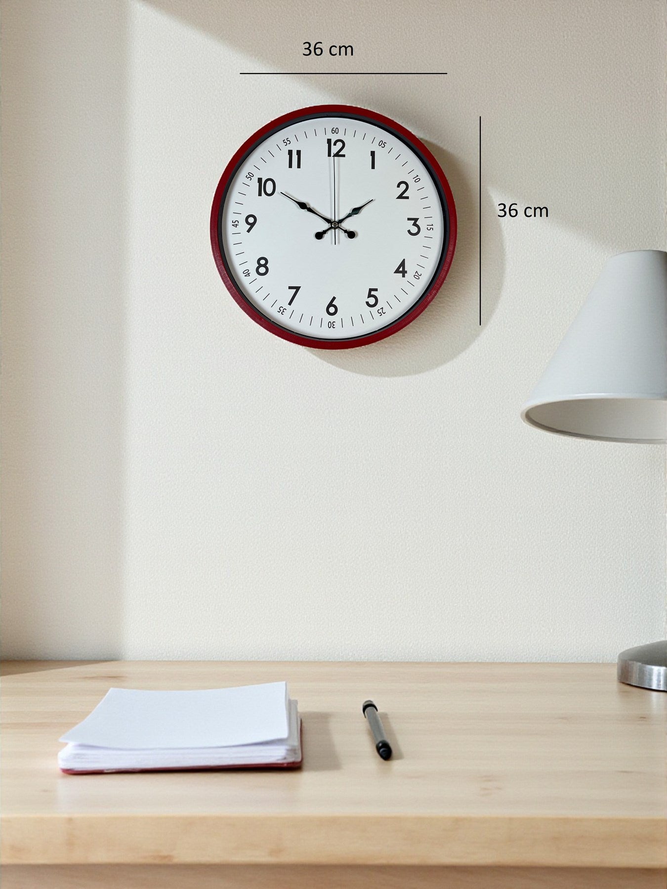 Zentime 36 Cm Kırmızı Dekoratif Duvar Saati