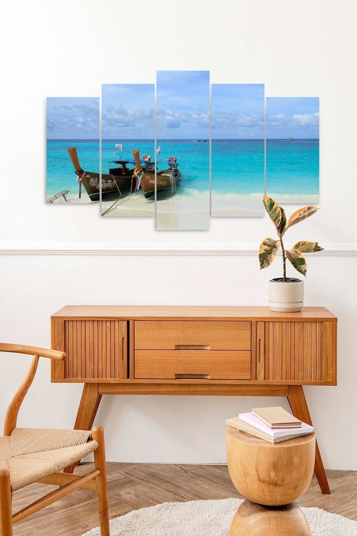 Deniz Manzarası 5 Parçalı Mdf Tablo 60 x 100