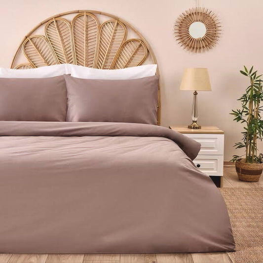 4 Parça kahverengi  çift kişilik nevresim takımı